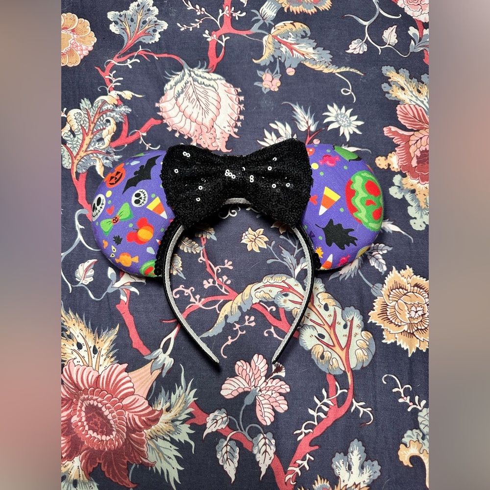 Halloween Themed Mickey Ears Headband with Black Bow